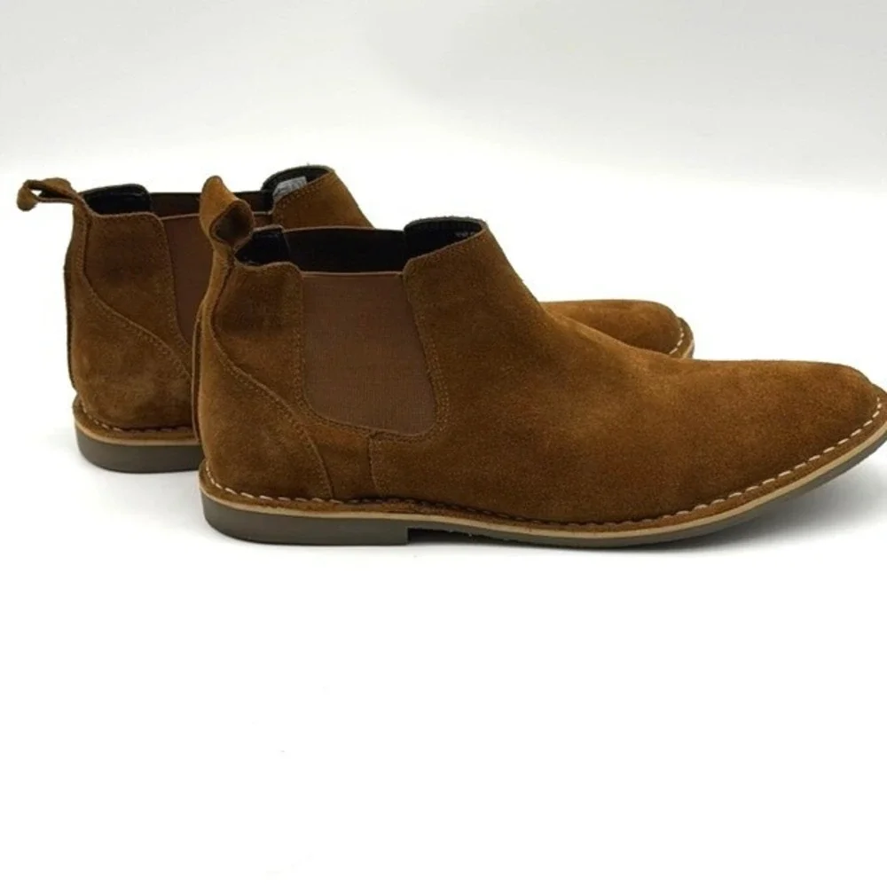 Crevo Denali Mens Chelsea Boots Brown Suede Ankle Pull On Crepe Sole Shoes